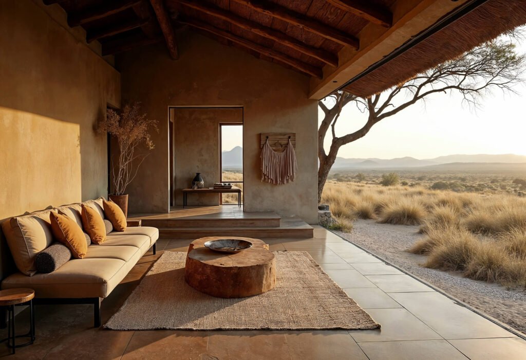 Luxury lodge in Serengeti overlooking the African savannah